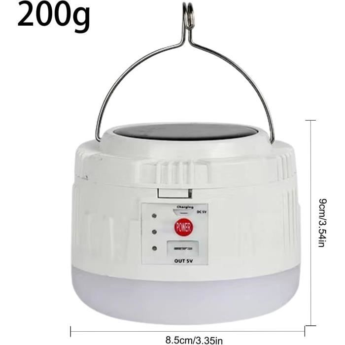 Pack De 4 Lampes LED Pour Tente – Rechargeables, Solaires, Waterproof, 150 Lumens, Avec Crochets