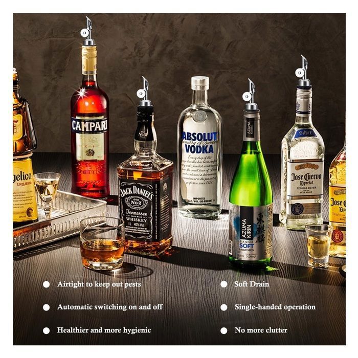 4 Becs Verseurs En Inox Avec Bouchon Liège - Pour Bouteilles De Vin, Huile, Vinaigre - 2 Droits + 2 Courbés - Étanches, Réutilisables