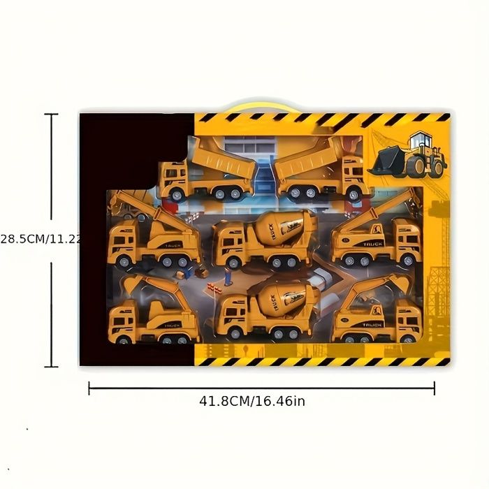 Lot De 6 Véhicules De Construction Miniatures – Pelleteuse, Bulldozer, Camion, Tracteur, Chariot Élévateur – Alliage Et Plastique – Cadeau Garçons Filles 3-6 Ans