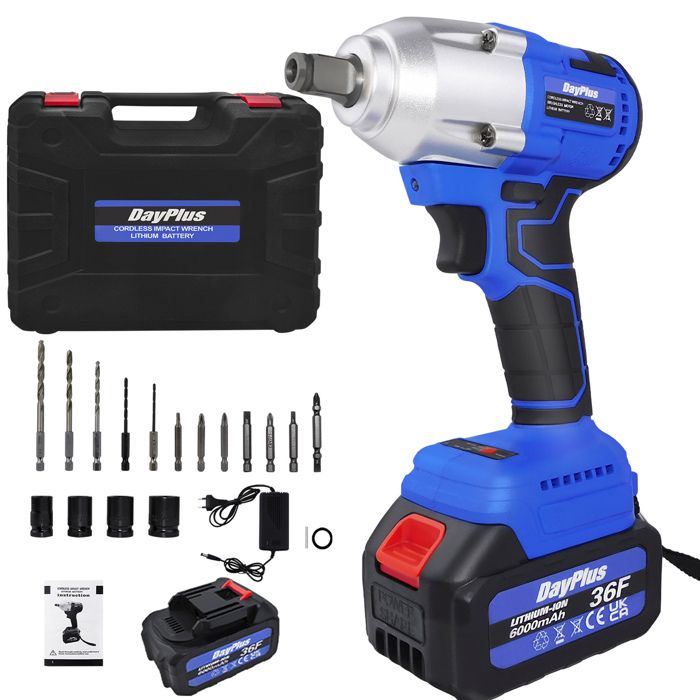 Clé à Chocs Sans Fil Brushless 21V – 380 Nm, 2 Batteries, 39 Accessoires, Pour Bricolage Et Voiture