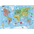 Puzzle Carte du Monde 300 pièces - JANOD - Voyage et cartes - Bleu et Vert - Enfant-0