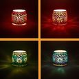 Lot de 4 Photophore marocain en verre Ajub 7cm coloré | Bougeoir Lanterne marocaine pour l’extérieur au jardin l’intérieur su 94-0