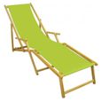 Chaise longue de jardin vert pistache, chilienne, bain de soleil pliant avec repose-pieds 10-306NF-0