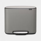 BRABANTIA Poubelle à pédale Bo - 11 + 23 L - Mineral Concrete Grey