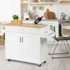 GIANTEX Desserte de Cuisine à Roulettes,Chariot de Service avec Tiroir+2 Portes+Étagère Réglable+Porte-Serviette+Porte-Épice,Blanc