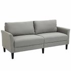 HOMCOM Canapé 3 Places Style Contemporain assises Larges Profondes accoudoirs courbés piètement effilé Bois hévéa Noir Gris Clair