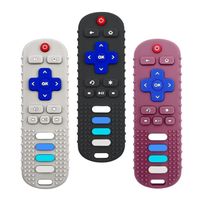 3 Pack Baby Teether Toys - TV Remote Control Shape Silicone Toddler Teething Toys for Babies 6-12 Months (Black&Deep Red&Beige)