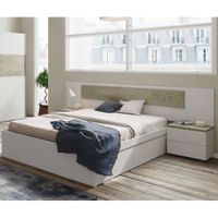 Tête de lit avec chevets Blanc et Chêne - COPILA - Blanc - Bois - T&ecirc-te de lit : L 263 x l 4 x H 50 cm - Chevet : L 50 x l 34