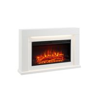 CrownFlame cheminée électrique de sol Xerxes | Avec effet de flammes 3D| Chauffage 2000W| Avec télécommande & thermostat| Blanc