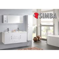 Meuble salle de bain double vasque luxe - Wmalibu - 120cm - MDF bois - 2 lavabos céramique blanche