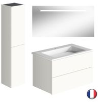 Meuble salle de bain simple vasque BURGBAD Cosmo 80 cm blanc mat - Design épuré et moderne