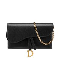 DIOR Dior 22 Nouvelle série SADDLE Cuir de mouton noir pour femme avec pochette amovible Chaîne dorée 19*11*3