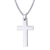 Zense - Pendentif croix latine argentée pour homme ZP0248 - Avec chaîne 60 cm