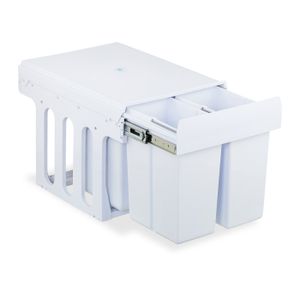 Poubelle Coulissante Cuisine 21L Grise - Pour Meuble 300mm - Dimensions 255x398x450mm - 1 Bac
