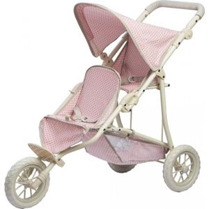 LANDAU - POUSSETTE Poussette de poupée jumelle - Teamson Kids - Rose/Gris - Pour poupons jusqu'à 40 cm