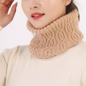 ECHARPE - FOULARD kaki-Faux col coréen épais en laine tricotée pour 