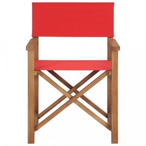 FAUTEUIL JARDIN  Chaise de jardin pliante - Bois de teck - Rouge - 
