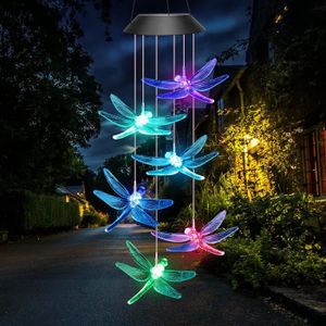 Carillon éolien solaire changeant de couleur pour colibri, lampe suspendue  à LED à énergie solaire pour chemin de cour de jardinage intérieur  extérieur