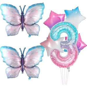 BALLON DÉCORATIF  Lot De 7 Ballons En Mylar - Motif Papillon Rose Dé