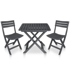 Ensemble table et chaise de jardin Mobilier de bistro pliable 3 pcs Plastique Anthracite - DIO7380739367562