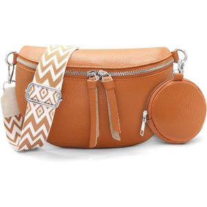 Sac BandoulièRe Femme, Sac de Poitrine Sac Banane Femme Chic Pochette BandoulièRe  Sacoche Bandouliere Sling Bag Crossbody Bag Pu Cuir pour Sports de Plein  Air Voyage(Marron clair)