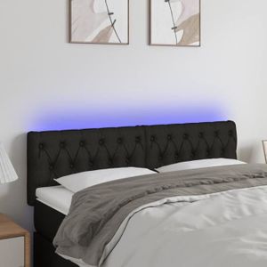 TÊTE DE LIT Tête de lit à LED Noir 144x7x78/88 cm Tissu 117211 - FYDUN - Classique - Intemporel - Noir - Tête de lit