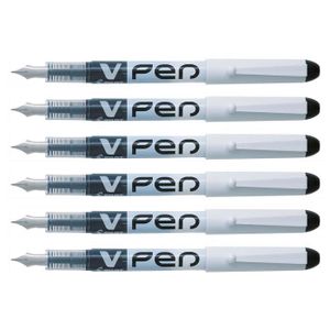 Stylo Plume Pilot V-Pen Effaçable - Encre Bleue, Pointe 0.4mm - Argent/Bleu