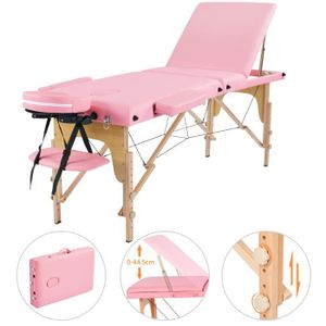 TABLE DE MASSAGE - TABLE DE SOIN Table de Massage Pliable Lit de massage - 3 Zones - Charge 250 kg - Rose - Hauteur Réglable 213 x 82 cm - Yaheetech