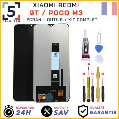 Écran Xiaomi Poco M3 / Redmi 9T Noir + Châssis Reconditionné (PIEC