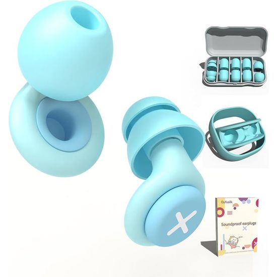 Bouchons D’Oreilles Pour Dormir 45 DB – Réutilisables En Silicone Souple, 4 Tailles XS-L, Idéal Sommeil, Voyage, Travail, Concerts (Noir)