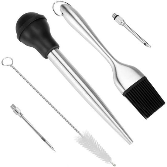 Injecteur De Viande Pistolet à Marinade Professionnel En Inox - Kit Avec 4 Aiguilles Pour Barbecue Et Fumoir
