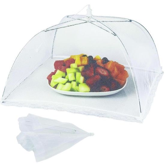 YapitHome 4 Cloches Anti-Mouches Pliables - Maille Nylon Pour Nourriture, Barbecue - Sac Inclus
