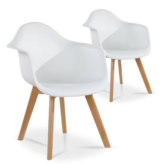 Chaises scandinaves blanc et bois clair (lot de 2) LEENA