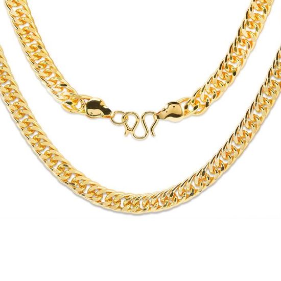 ARAMOX collier chaîne homme Hommes exagérés basique simple collier plaqué or 18 carats accessoire de bijoux en chaîne de cuivre