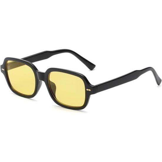 Lunettes De Soleil Vintage Rectangle - Teinte Jaune Dégradé, UV400, Cadre PC Léger, Unisexe - 11