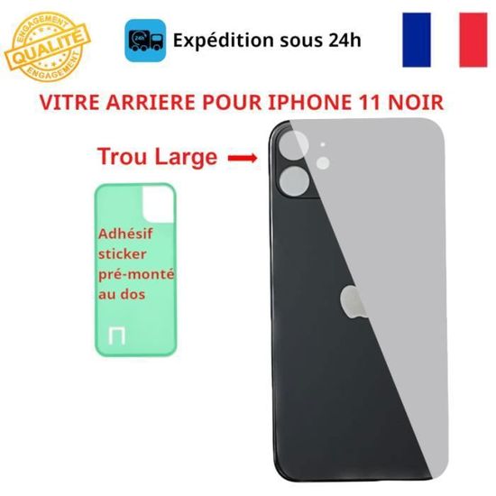 Vitre Arrière De Remplacement Pour IPhone 8 - Noir Avec Grand Trou - Pièce Neuve