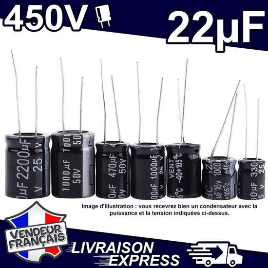 450/22# 1 à 10 Pcs 22µF 450v Condensateur Chimique 105 - Foto 6