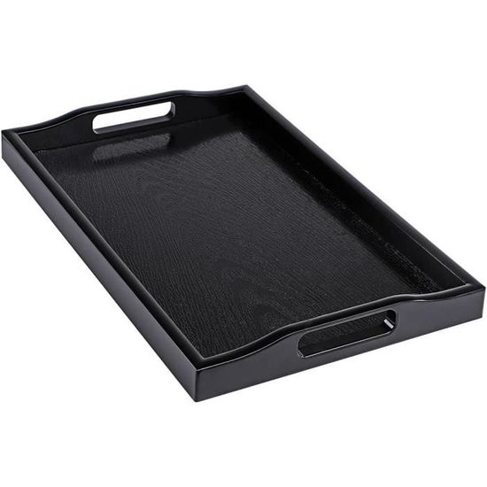 Plateau Rectangulaire En Bois D'acacia 43cm Avec Poignées - Décoration Et Service Pour Table Basse
