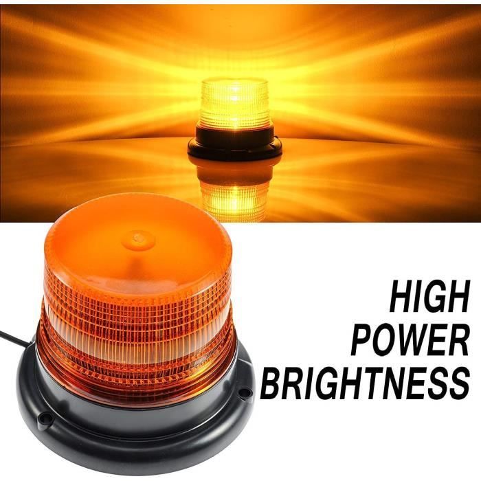 Gyrophare LED orange 12V-80V lumière stroboscopique feux clignotant d'urgence