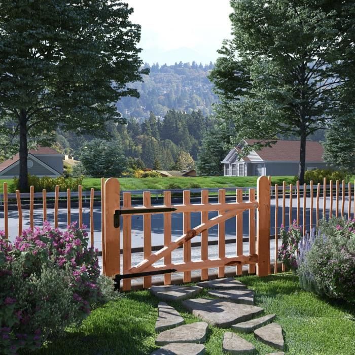 Portillon de clôture Bois de noisetier imprégné 100 x 60 cm Haute qualité Contemporain Pour Maison Jardin®HLYZQZ®