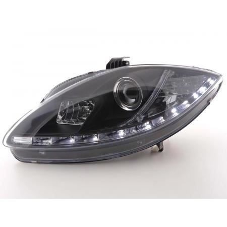 Paire de feux phares avant Seat Leon Altea Toledo de 2005 a 2009 Daylight Led Noir