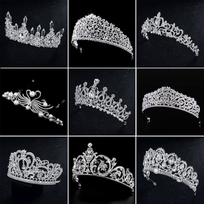 bandeau - serre-tête -Deartiara cristal couronnes mariée diadème mode reine pour mariage couro...- Modèle: Silver-26 - MIZBFSC07351