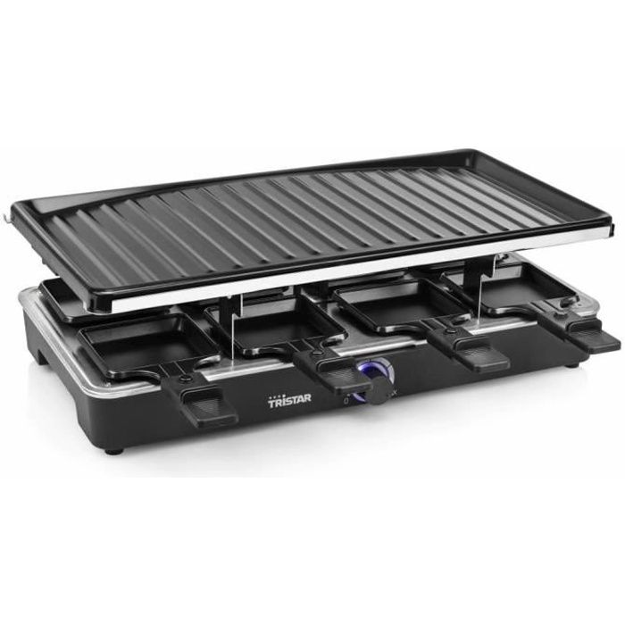 Style2093Tristar Grill à raclette Appareil à Raclette Professionnel Décor - Service a Raclette pour 8 personnes 1400 W 46x23 cm Noir