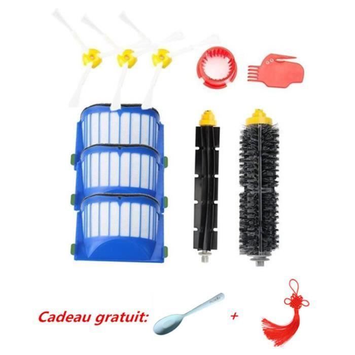 Kit brosse pour iRobot Roomba série 600 – Kit de 10 pièces accessoires (Brosses Latérale, filtres, brosse etc..) pour aspirateur rob