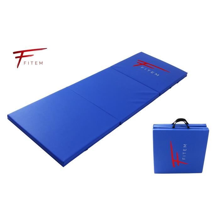 Fitem Tapis de Sol Pliable Epais Haute Gamme Taille 180 x 60 x 4 cm avec Poignets de Transport pour Gym,Yoga,MMA, Sport, Gymnasti