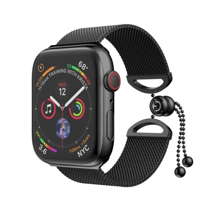 Bracelet De Montre Vendu Seul En Acier Inoxydable Milanais Pour Apple Watch Series 40 Mm Fqq90320106Bk_Bd
