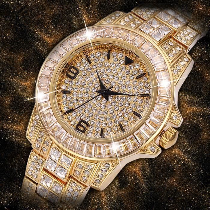 Montre Homme de Luxe de marque 2019 Diamants bracelet quartz montres Magnifique-Plaqué or 18K MKK6