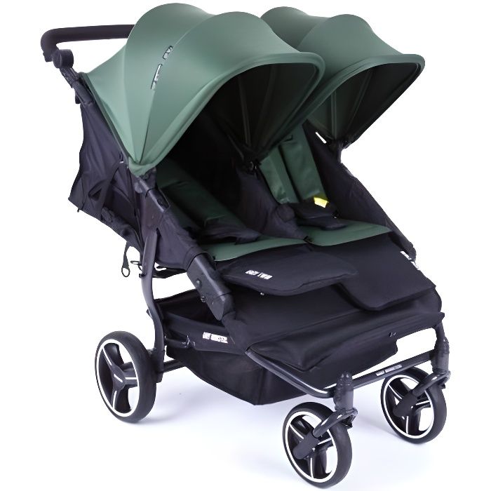 Poussette double Baby Monsters Easy Twin 3S Reversible Forest - Châssis Noir