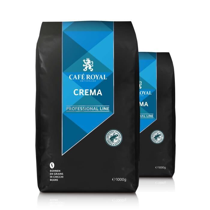 CAFE ROYAL PRO - LOT 2 x 1KG CAFE GRAINS - CREMA - Café en Grains - Certifié Rainforest