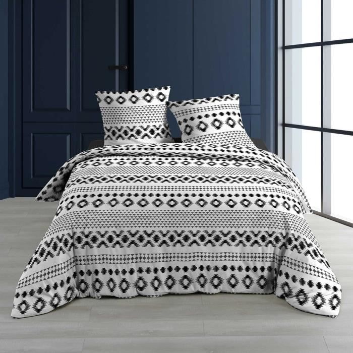 Housse de couette 240x260 Sintra + 2 taies coton 57 fils Blanc